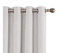 Deconovo Bedroom Curtains Dotted Line Foil Printed Thermal Insulated Window Treatment Eyelet Blackout Curtains for Livingroom Light Beige W52 x L72 2 Panels