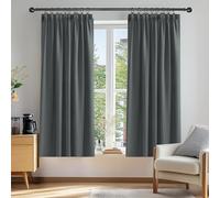 Deconovo Bedroom Curtains Super Soft Energy Saving Pencil Pleat Blackout Curtains for Living Room 52x54 Inch Dark Grey 2