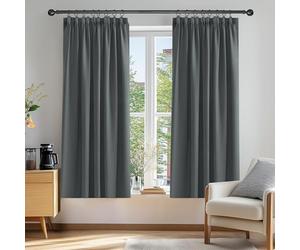 Deconovo Bedroom Curtains Super Soft Energy Saving Pencil Pleat Blackout Curtains for Living Room 52x54 Inch Dark Grey 2