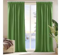 Deconovo Bedroom Curtains - Thermal Insulated Blackout Pencil Pleat Curtains, Green, W55 x L87 Inch 1 Pair