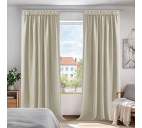 Deconovo Beige Curtains Pencil Pleat Blackout Curtains Thermal Insulated Curtains for Boys Bedroom Light Beige W55xL95 Inch One Pair