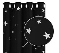 Deconovo Black Curtains for Bedroom Star Curtains Super Soft Thermal Insulated Foil Printed Eyelet Blackout Curtains for Bedroom 52 x 63 Inch Black 1 Pair