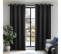 Deconovo Black Curtains for Bedroom - Super Soft Thermal Insulated Eyelet Blackout Curtains, OEKO-TEX Certified, Energy Saving, 52x63 Inch, Black Onyx,2 Panels