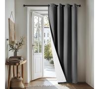 Deconovo Blackout Curtain 95 Inch Drop, Thermal Curtain with Extra Thick Microfiber Lining, Solid Windproof Eyelet Curtain for Door Living Room, 55x95 Inch(Width x Length), Dark Grey, 1 Panel