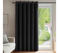 Deconovo Blackout Curtain Eyelet, Single Panel 203 x 214 cm, Full Length Thermal Curtain for Bedroom, Living Room and Patio Door, Extra Wide 80 x 84 Inch, Black
