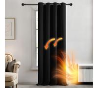Deconovo Blackout Curtain - Solid Black, Thermal Insulated, Eyelet, Dining Room, W55 x L95 Inch, 1 Panel