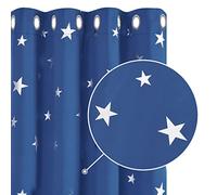 Deconovo Blackout Curtains 84 Drop Eyelet Thermal Insulated Star Printed Blackout Curtains for Boys Bedroom 52 x 84 Inch Blue 2 Panels
