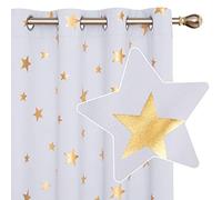 Deconovo Blackout Curtains, Eyelet Curtains, Gold Star Foil Printed, Thermal Insulated Curtains for Bedroom, 55x70 Inch(Width x Length), Silver Grey, 2 Panels