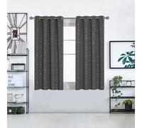 Deconovo Blackout Curtains, Eyelet Dark Grey Curtains, Gold Diamond Printed Thermal Curtains For Bedroom, 46 X 54 Inch, One Pair