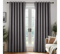 Deconovo Blackout Curtains Eyelet, Energy Saving Super Soft Thermal Insulated Kitchen Curtains for Windows, W90 x L84, Light Grey, 2 Panels