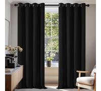 Deconovo Blackout Curtains Eyelet, Energy Saving Super Soft Thermal Insulated Kitchen Curtains for Windows, W80 x L84, Black, 2 Panels