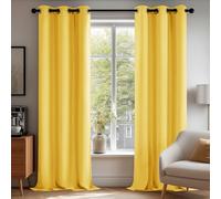 Deconovo Blackout Curtains Eyelet, Energy Saving Super Soft Thermal Insulated Kitchen Curtains for Windows, W 52 x L 96, Mellow Yellow, 2 Panels