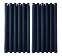 Deconovo Blackout Curtains Eyelet, Energy Saving Super Soft Thermal Insulated Kitchen Curtains for Windows, W90 x L84, Navy Blue, 2 Panels