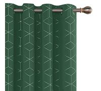 Deconovo Blackout Curtains, Eyelet Thermal Insulated Curtains, Foil Printed Diamond for Living Room, 66 x 90 Inch(Width x Length), Dark Forest, Two Panels
