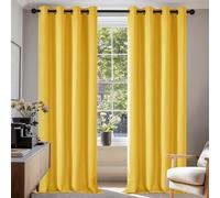 Deconovo Blackout Curtains Eyelet Thermal Insulated Noise Reduction Curtains for Girls Bedroom Mellow Yellow W55 x L96 One Pair