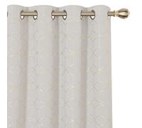 Deconovo Blackout Curtains, Noise Reduction Eyelet Curtains, Gold Diamond Printed Thermal Insulated Curtains for Living Room, 66 x 90 Inch(Width x Length), Light Beige, One Pair