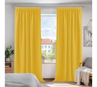 Deconovo Blackout Curtains Pencil Pleat Curtains and Rod Pocket Curtains for Living Room W55xL95 Inch Mellow Yellow