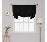 Deconovo Blackout Curtains Rod Pocket Window Valances Tie Up Curtains Black 140x175cm Two Panels