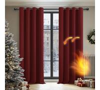 Deconovo Blackout Curtains Super Soft Bedroom Curtains Thermal Insulated Energy Saving Curtains for Kids Red 46x63 Inch 2 Panels