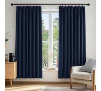 Deconovo Blackout Curtains Super Soft Energy Saving Pencil Pleat Blackout Curtains for Bedroom 52x72 Inch Navy Blue 2 Panels