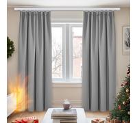 Deconovo Blackout Curtains Super Soft Energy Saving Pencil Pleat Blackout Curtains for Bedroom 52x72 Inch Light Grey 2 Panels