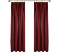 Deconovo Blackout Curtains Super Soft Pencil Pleat Bedroom Curtains Thermal Insulated Energy Saving Rod Pocket Curtains Kids Curtains for Door 52 x 95 Inch Red 2 Panels
