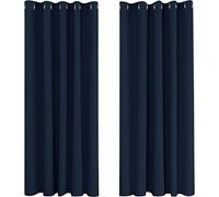 Deconovo Blackout Curtains Super Soft Thermal Insulated Curtains Blackout Eyelet Blackout Curtains for Bedroom 66 x 63 Inch Navy Blue 2 Panels