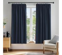 Deconovo Blackout Curtains Super Soft Thermal Insulated Energy Saving Pencil Pleat Blackout Curtains for Bedroom 52x54 Inch Navy Blue 2 Panels
