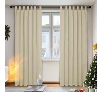 Deconovo Blackout Curtains Thermal Insulated Room Darkening Curtains Energy Saving Super Soft Tab Top Curtains for Bedroom 55 x 102 Inch Dark Beige 2 Panels