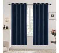 Deconovo Blackout Curtains with Black Eyelets, Super Soft Thermal Insulated Window Panels, Energy Saving Curtains for Living Room, W 52 x L 84，Navy Blazer，2 Panels
