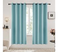 Deconovo Blackout Curtains with Black Eyelets, Super Soft Thermal Insulated Window Panels, Energy Saving Curtains for Living Room, W 52 x L 84，Powder Blue，2 Panels