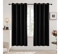 Deconovo Blackout Curtains with Black Eyelets, Super Soft Thermal Insulated Window Panels, Energy Saving Curtains for Living Room, W 52 x L 84，Black Beauty，2 Panels