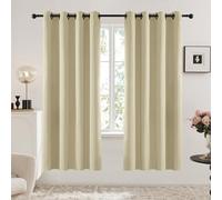 Deconovo Blackout Curtains with Black Eyelets, Super Soft Thermal Insulated Window Panels, Energy Saving Curtains for Living Room, W 52 x L 84，Warm Beige，2 Panels