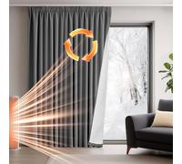Deconovo Blackout Door Curtain, Double Layers Door Panel with Thick Microfiber Quilted Lining for Winter, Energy Saving Pencil Pleat Thermal Curtain for Bedroom, W55 x L90 Inch, Dark Grey, 1 Panel