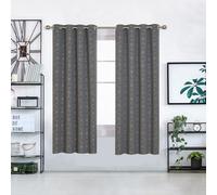 Deconovo Blackout Eyelet Curtains, Thermal Curtains Gold Diamond Printed Curtains For Bedroom, Light Grey, 66 X 72 Inch, One Pair