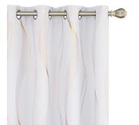 Deconovo Blackout Eyelet Curtains Thermal Insulated Gold Wave Line Foil Printed Curtains for Bedroom 46x54 Inch Silver Grey 2 Panels