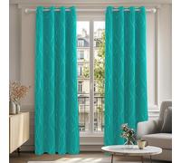 Deconovo Blackout Eyelet Curtains Thermal Insulated Silver Dotted Line Foil Printed Curtains for Bedroom 46x72 Inch Turquoise 2 Panels