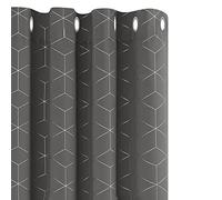 Deconovo Blackout Eyelet Thermal Curtains 54 Drop, Diamond Foil Printed Bedroom Curtains for Bedroom, 46 x 54 Inch(Width x Length), Grey, One Pair