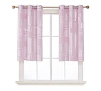 Deconovo Blackout Silver Foil Print Small Check 6 White Grommets No Tie Curtain, 2 Pieces, W107cm x L160cm, Pink