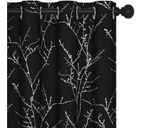 Deconovo Blackout Thermal Curtains Eyelet, Energy Saving Thermal Noice Reducing Tree Branches Printed Curtains for Nursery, Black, 46 x 54 Inch (Width x Length), 2 Panels