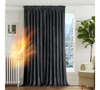 Deconovo Blackout Thermal Insulated Curtain,Velvet Curtain Pencil Pleat Panel Thermal Insulated, Soft Room Darkening Window for Bedroom, 118 x 96 Inch, Grey, 1 Piece