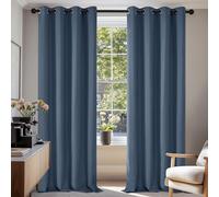Deconovo Blue Blackout Curtains, Thermal Insulated Eyelet Curtains Pair, Energy Saving Room Darkening Panels for Bedroom & Living Room, W66 x L90 Inch, Pack of 2, Greyish Blue