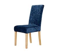 Deconovo Chair Covers for Dining Chair, Decorative Velvet Chair Covers, Stretch Slipcovers Elastic Furniture Covers, Dark Blue, Set of 2