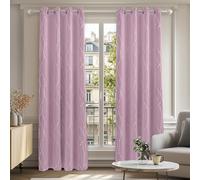 Deconovo Children Curtains Dotted Line Foil Printed Eyelet Blackout Curtains Thermal Insulated Curtains for Girls Baby Pink W55 xL69 One Pair