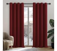 Deconovo Christmas Decorations Eyelet Blackout Curtains 55 x 102 Drop Inch Red 2 Panels