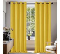 Deconovo Christmas Decorations Functional Blackout Curtains Thermal Insulated Curtains Eyelet Curtains for Kids Bedroom Mellow Yellow W53 x L95 Inch One Pair