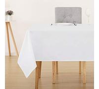 Deconovo Christmas Decorations Home Decorative Oxford Wipeable Tablecloth Rectangle Water Resistant Tablecloth for Party 130x130cm(51x51in) White