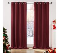 Deconovo Christmas Decorations Home Decorative Solid Curtains Blackout Curtains Thermal Insulated Eyelet Curtains for Girls Bedroom Red 42 x 54 Inch 2 Panels