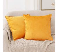 Deconovo Christmas Decorations Large Crushed Velvet Cushion Covers 60cm x 60cm 24x24 Inches Flanges Throw Pillow Cases Square Cushion Covers for Bedroom with Invisible Zipper Gold