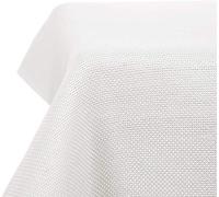 Deconovo Christmas Decorations Solid Color Faux Linen Water Resistant Rectangular Table Cover for Birthday Party 55x98in(140x250cm) White